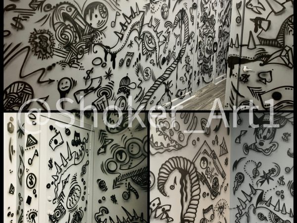 Graffiti doodles design for record studio hollywod Fl.